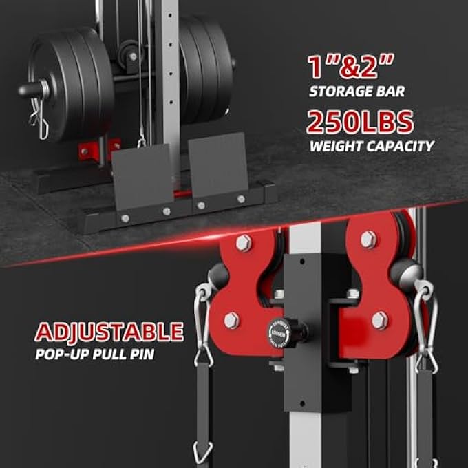 rayihni Wall Mount Cable Station, 18 Positions Adjustable Dual Pulleys Wall Mounted Cable Machine With Removable Footplate - Image 4
