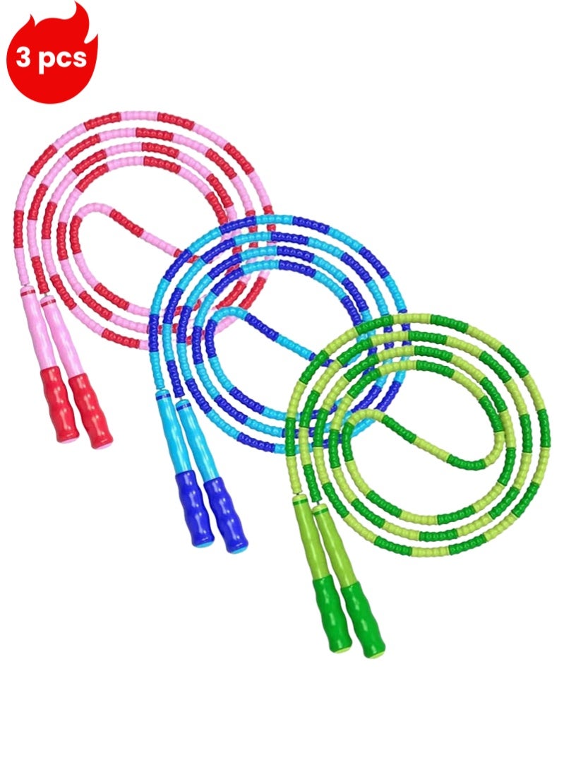 PINKSAMA 3 Pcs Jump Rope Adjustable Length Tangle-Free Segmented Soft Beaded Skipping Rope, Fitness Jump Ropes for Kids, Man and Women Weight Loss - Image 1