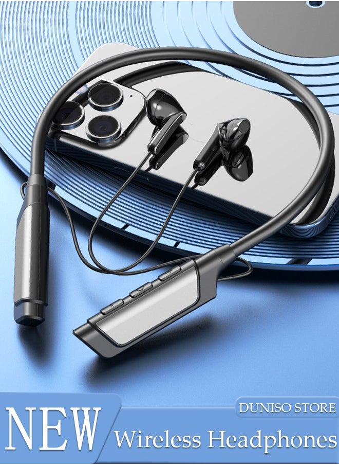 DUNISO - Neckband Bluetooth Headphones Waterproof HiFi Deep Bass Gym Headset with Microphone Intelligent Noise Reduction for Phone Call Music Sports Bluetooth V5.3 Headset - Image 1
