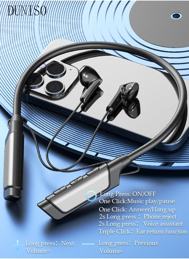 DUNISO - Neckband Bluetooth Headphones Waterproof HiFi Deep Bass Gym Headset with Microphone Intelligent Noise Reduction for Phone Call Music Sports Bluetooth V5.3 Headset - Image 1