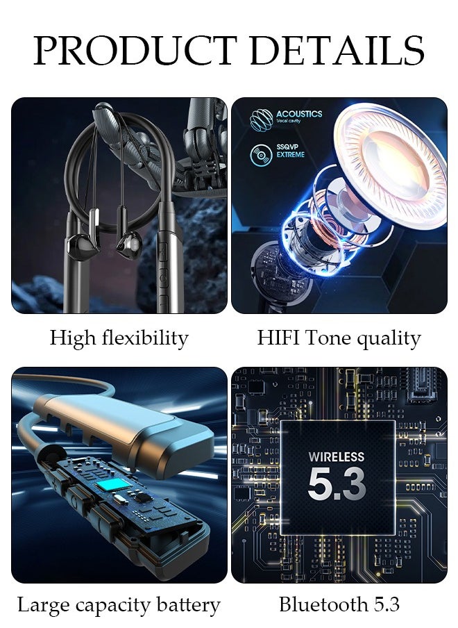 DUNISO - Neckband Bluetooth Headphones Waterproof HiFi Deep Bass Gym Headset with Microphone Intelligent Noise Reduction for Phone Call Music Sports Bluetooth V5.3 Headset - Image 1