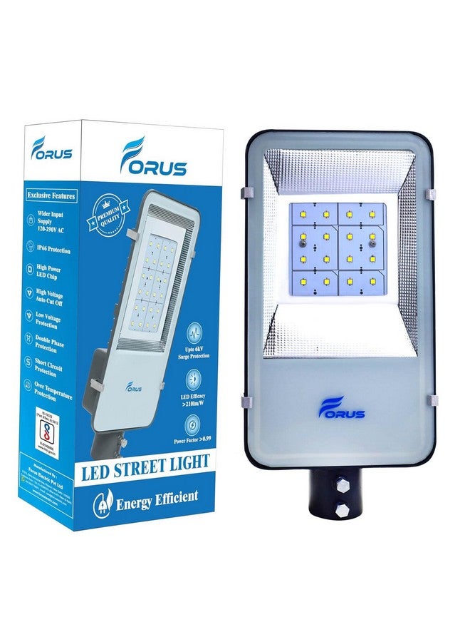 Forus LED Street Light 80W Waterproof IP66 Outdoor Cool White Lamp for Home Garden Parking Lot Road Pathway Highway Warehouse Factory Yard Driveway Pole Mounted LED Streetlight 10 Years Warranty 1Pc - Image 1