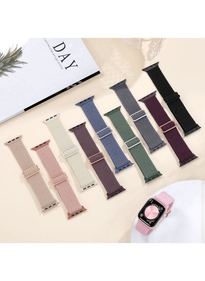 Getino - 10 Pack Braided Stretchy Compatible with Apple Watch Band Women 38mm 40mm 41mm 42mm 44mm 45mm 46mm 49mm, Sport Nylon Elastic Solo Loop iWatch Strap Men for iWatch Ultra 2 SE Series 10 9 8 7 6 5 - Image 1
