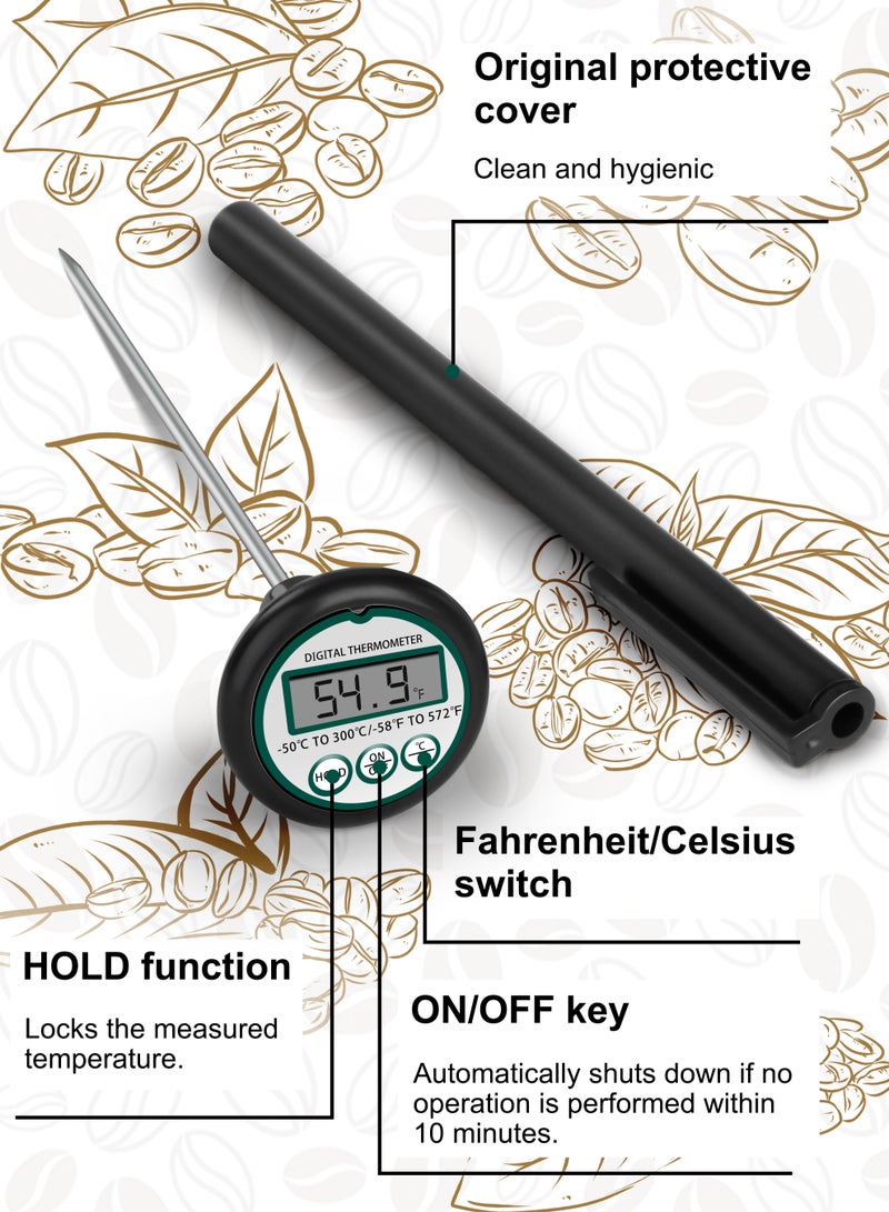 Xkimos Digital Thermometer Kitchen Thermometer Coffee Thermometer - For Coffee and Milk, Black - Image 3