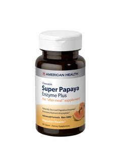 Super Papaya Enzyme Plus Chewable Tablets Natural Papaya Flavor Promotes Digestion & Nutrient Absorption Contains Papain & Other Enzymes 90 Count 30 Total Servings
