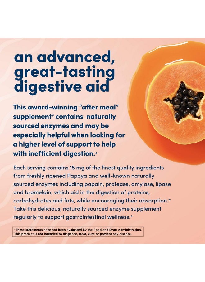 American Health - Super Papaya Enzyme Plus Chewable Tablets Natural Papaya Flavor Promotes Digestion & Nutrient Absorption Contains Papain & Other Enzymes 90 Count 30 Total Servings - Image 1