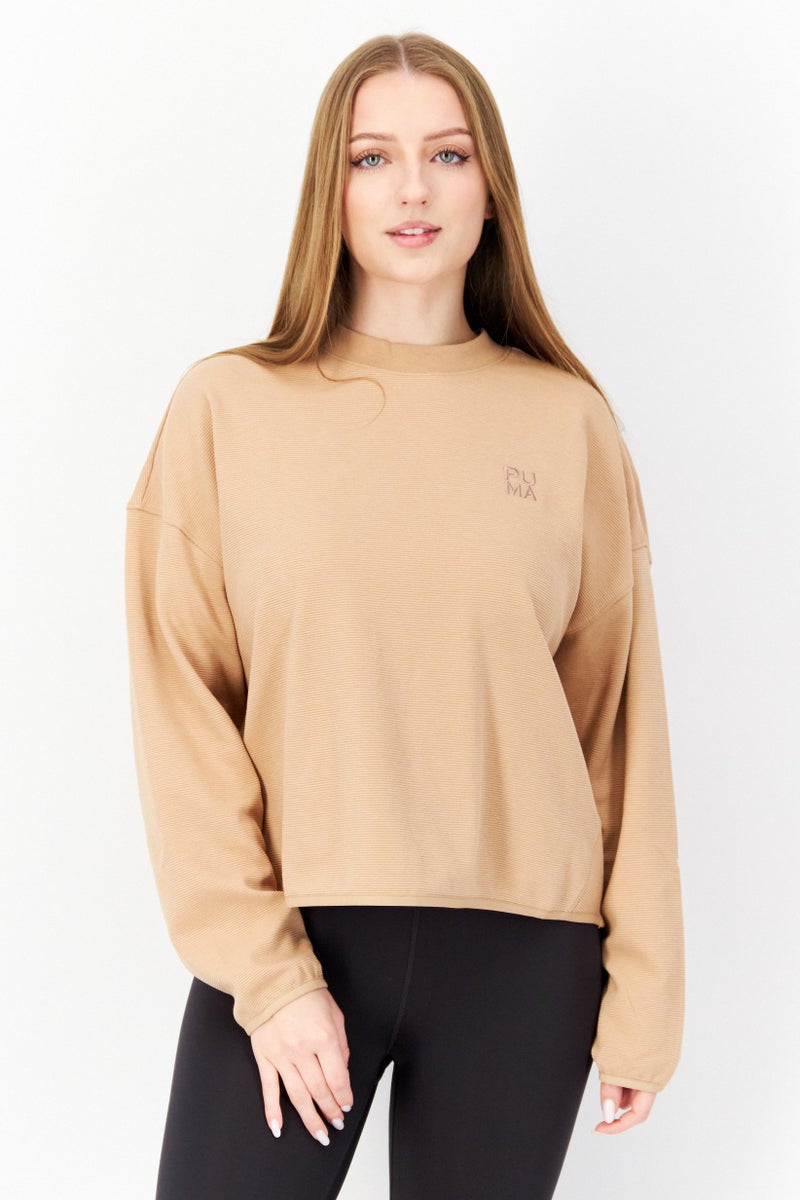 PUMA Women Sportswear Fit Sleeveless Training Sweatshirt, Tan - Image 1