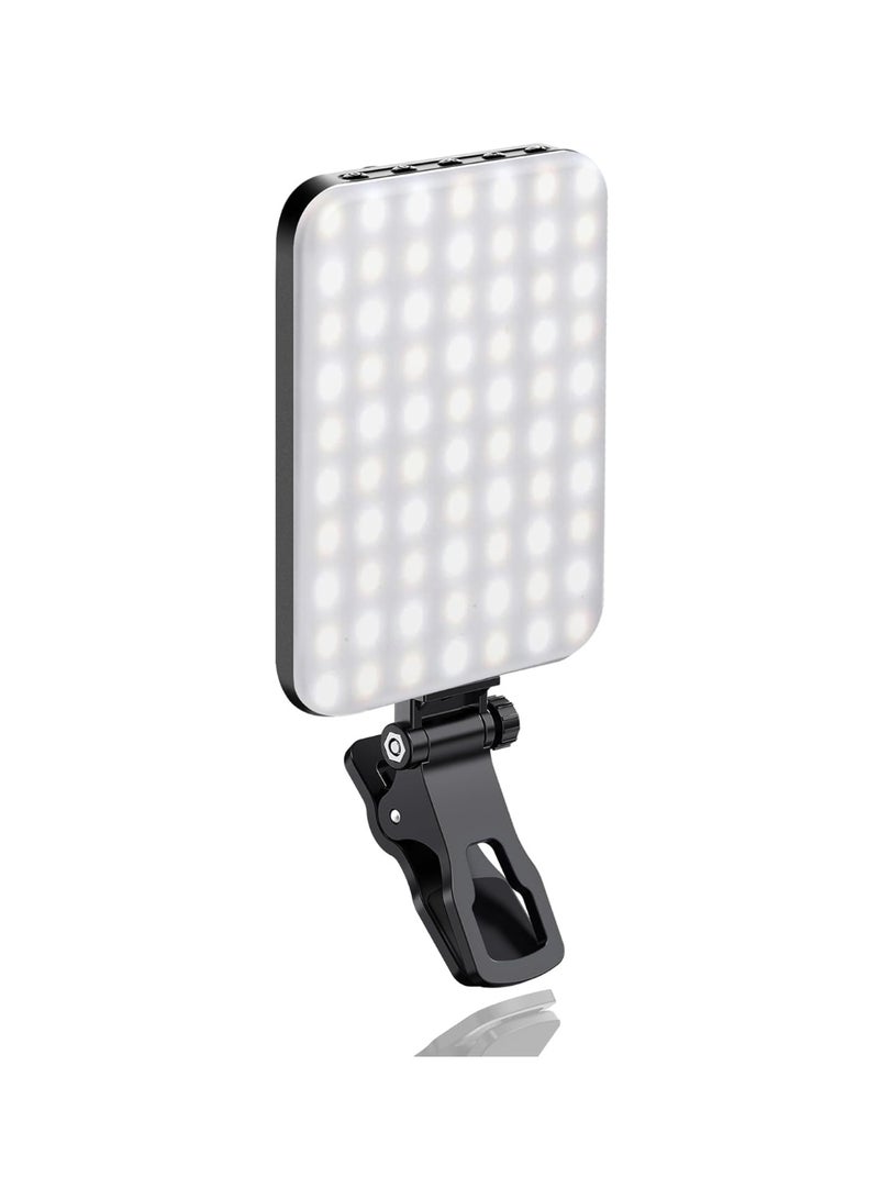 60 LED Portable Selfie Light Video Conference Lighting with Clip & Camera Tripod Adapter Rechargeable 2200mAh CRI 97+, 3 Light Modes for Phone iPhone Webcam Laptop Photo Makeup - Image 1