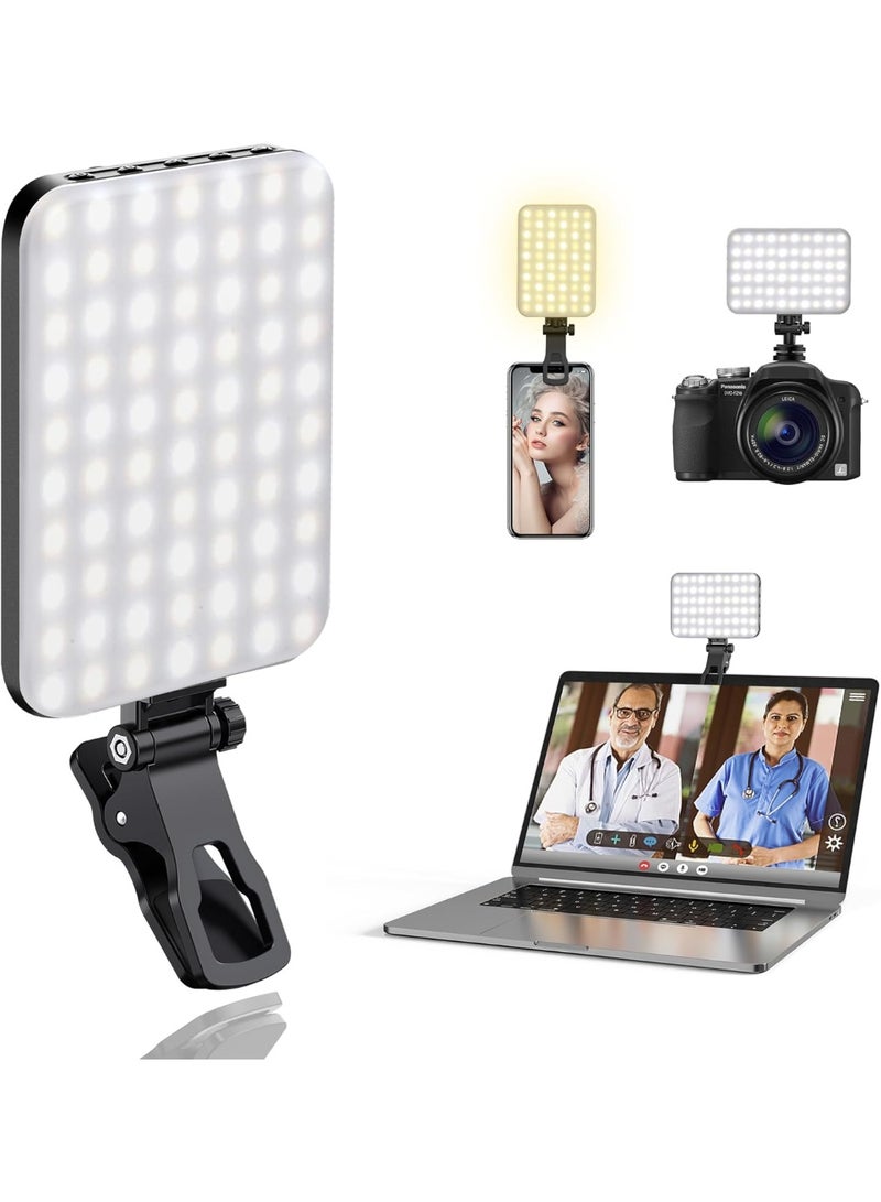 60 LED Portable Selfie Light Video Conference Lighting with Clip & Camera Tripod Adapter Rechargeable 2200mAh CRI 97+, 3 Light Modes for Phone iPhone Webcam Laptop Photo Makeup - Image 3