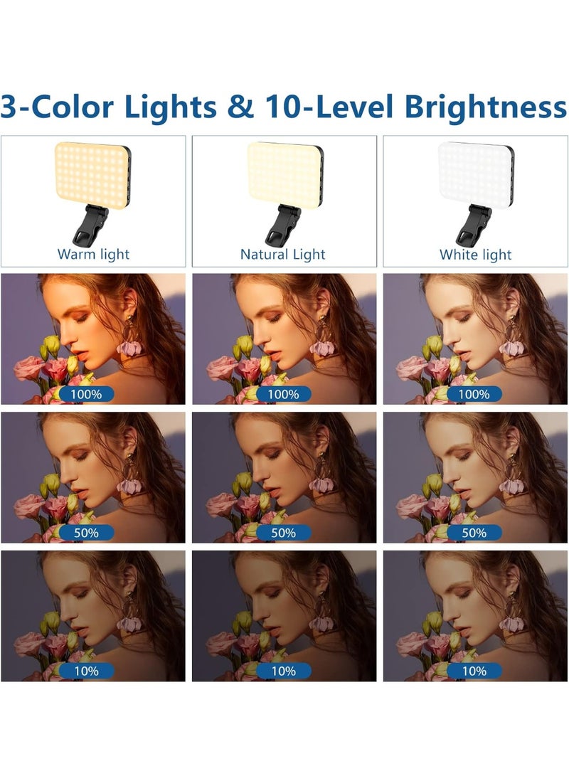 60 LED Portable Selfie Light Video Conference Lighting with Clip & Camera Tripod Adapter Rechargeable 2200mAh CRI 97+, 3 Light Modes for Phone iPhone Webcam Laptop Photo Makeup - Image 2