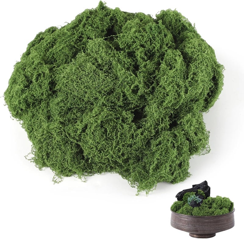 Ahlan 100g Artificial Moss for Potted Plants, Fake Grass, Faux Garden Decor, DIY Green Crafts, Glass Containers,Wall and Party Decorations, Art Moss (Dark color) - Image 1