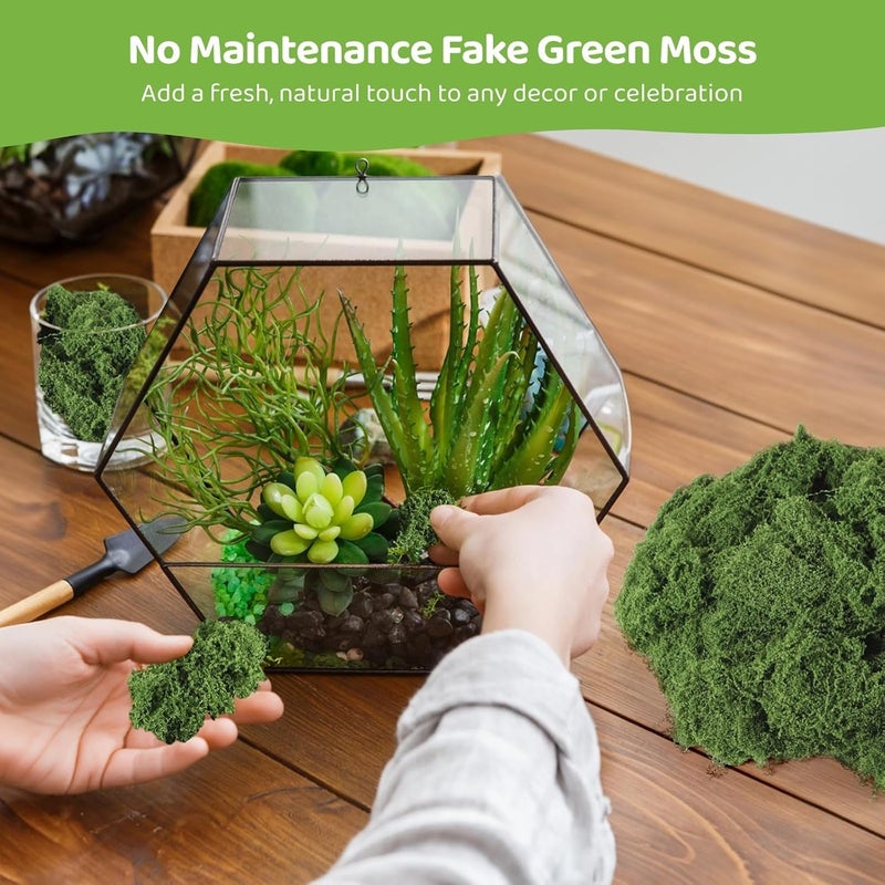 Ahlan 100g Artificial Moss for Potted Plants, Fake Grass, Faux Garden Decor, DIY Green Crafts, Glass Containers,Wall and Party Decorations, Art Moss (Dark color) - Image 2