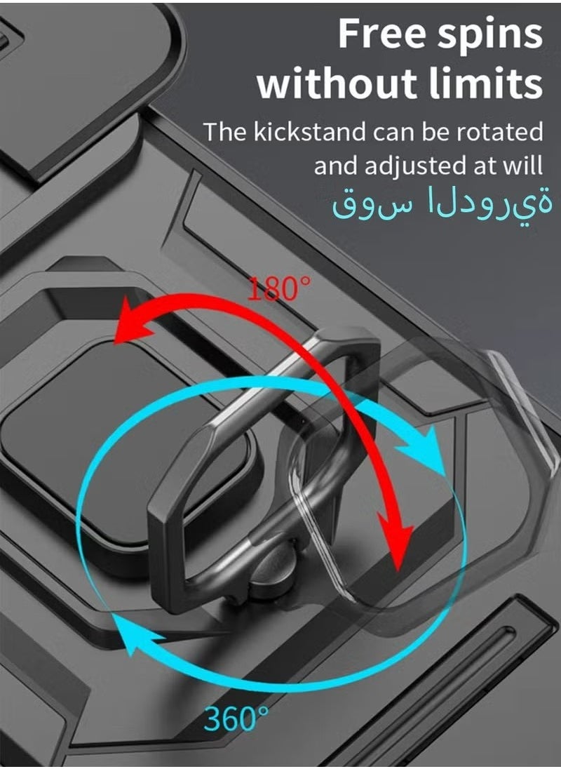 X-level - Honor X9c 5G Case Cover with Slide Camera Cover & Ring Holder,Kickstand Shell Back Cover Scratch-Resistant Shock-Absorbing Protector Accessories Kickstand Stand Magnetic Car Ring Holder Protection - Image 1