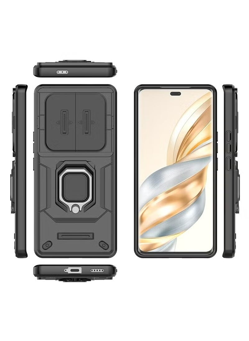 X-level - Honor X9c 5G Case Cover with Slide Camera Cover & Ring Holder,Kickstand Shell Back Cover Scratch-Resistant Shock-Absorbing Protector Accessories Kickstand Stand Magnetic Car Ring Holder Protection - Image 1