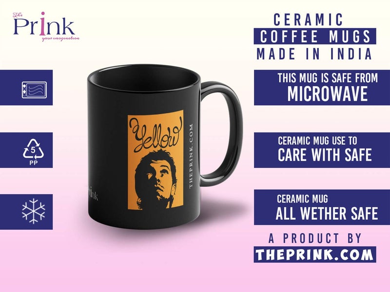 Prink Coldplay Yellow Song Black Coffee Mug | Rock Band Coffee Mug | Coffee Mug for Coldplay Fans | Coldplay Yellow Song Printed Coffee Mugs | 330ml, Microwave & Dishwasher Safe - Image 5