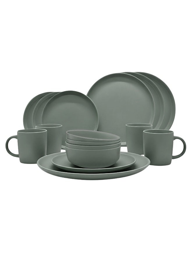 Feelings Premium Grey Stoneware Dinner Set with Modern Finish – 16-Piece Collection Featuring 10.5″ Dinner Plates,  8″ Side Plates And  6″ Bowls & 14oz Mugs | Microwave & Dishwasher Safe | Everyday Dining Essential for Home & Kitchen - Image 1