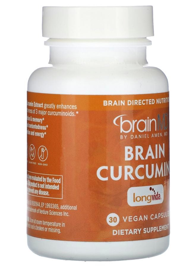 BRAINMD Brain Curcumins 30 Vegan Capsules (400 mg Per Capsule) - Image 2