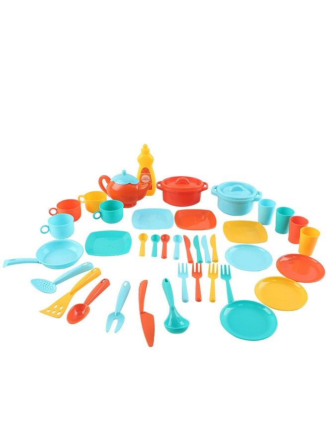 deAO 41Pcs Kids Play Dishes Pretend Play Kitchen Set For Kids Children Tableware Dishes Playset With Drainer Play Kitchen Accessories For Girls Boys Kids - Image 4