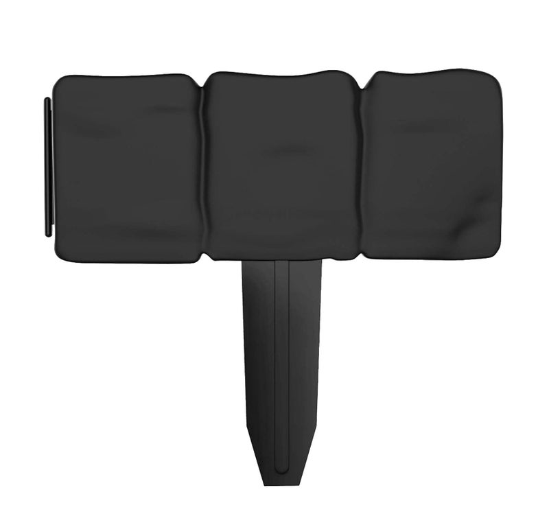 Pure Garden Plastic Garden Edging StoneLook Border Decorative Flower Bed Fence for Landscaping 10 Pieces of Black Interlocking Lawn Stakes 8