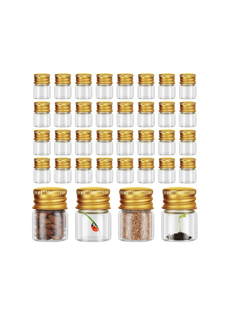 Generic - 100 Pcs 5 ml Mini Glass Bottles with Gold Aluminum Caps, Tiny Jars for DIY Craft Storage, Specimen Vials, Reusable Transparent Containers with Screw Caps. - Image 1