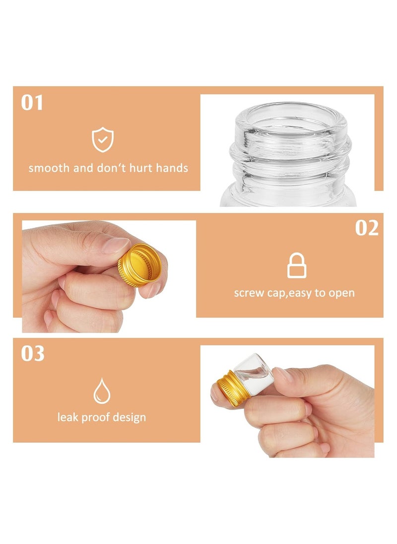 Generic - 100 Pcs 5 ml Mini Glass Bottles with Gold Aluminum Caps, Tiny Jars for DIY Craft Storage, Specimen Vials, Reusable Transparent Containers with Screw Caps. - Image 1