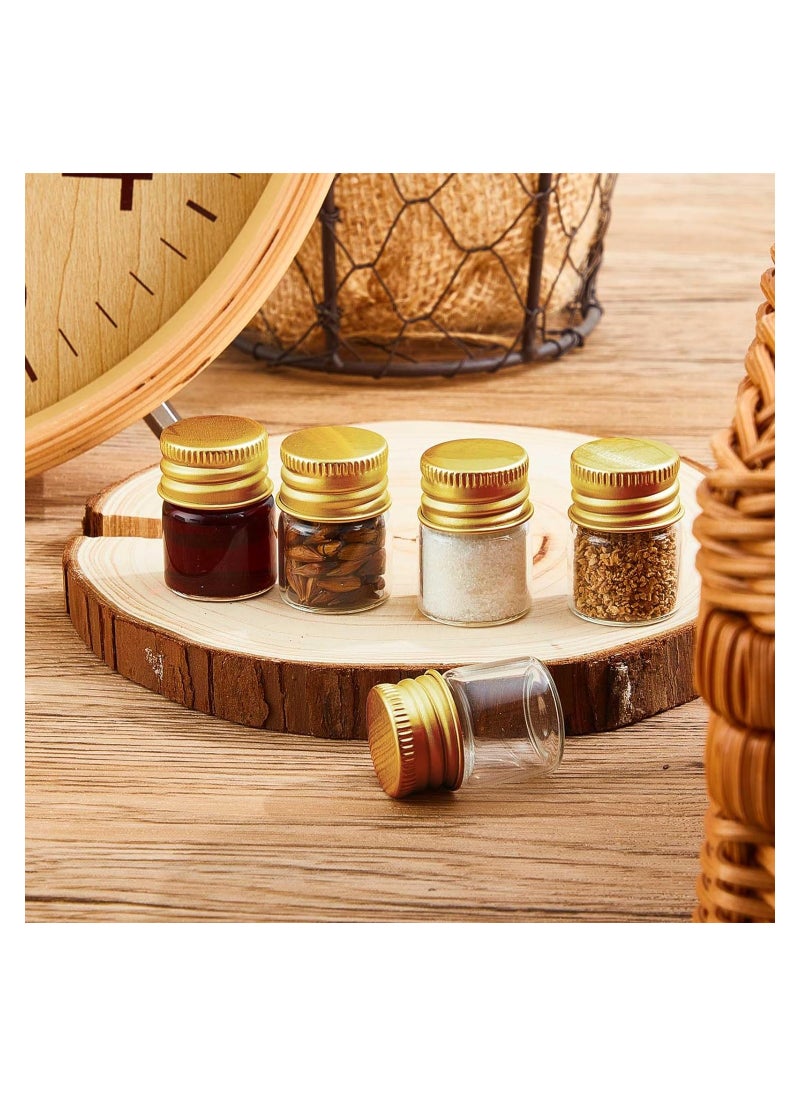 Generic - 100 Pcs 5 ml Mini Glass Bottles with Gold Aluminum Caps, Tiny Jars for DIY Craft Storage, Specimen Vials, Reusable Transparent Containers with Screw Caps. - Image 1
