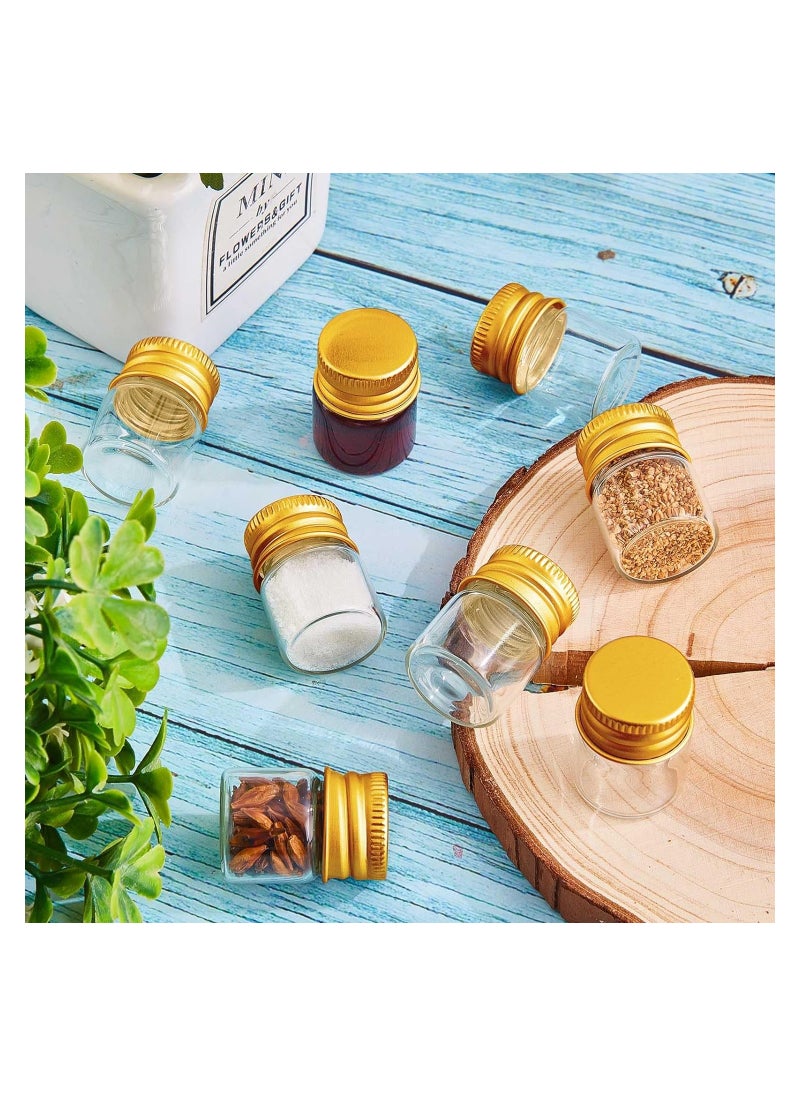 Generic - 100 Pcs 5 ml Mini Glass Bottles with Gold Aluminum Caps, Tiny Jars for DIY Craft Storage, Specimen Vials, Reusable Transparent Containers with Screw Caps. - Image 1