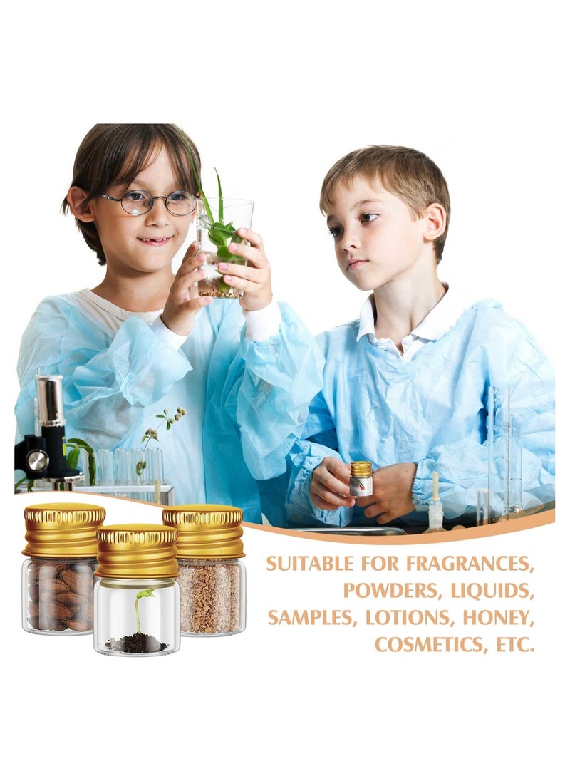 Generic - 100 Pcs 5 ml Mini Glass Bottles with Gold Aluminum Caps, Tiny Jars for DIY Craft Storage, Specimen Vials, Reusable Transparent Containers with Screw Caps. - Image 1
