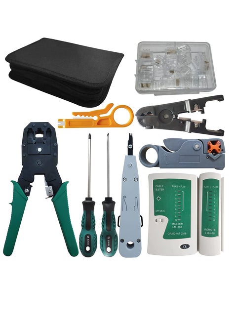 Network Tool Kits Professional Net Computer Maintenance LAN Cable Tester Repair Tools RJ45 RJ11 Cat5 Cat6 Cable Tester Network Cable Crimper Screwdriver Crimp Pliers stripping pliers Tool Set