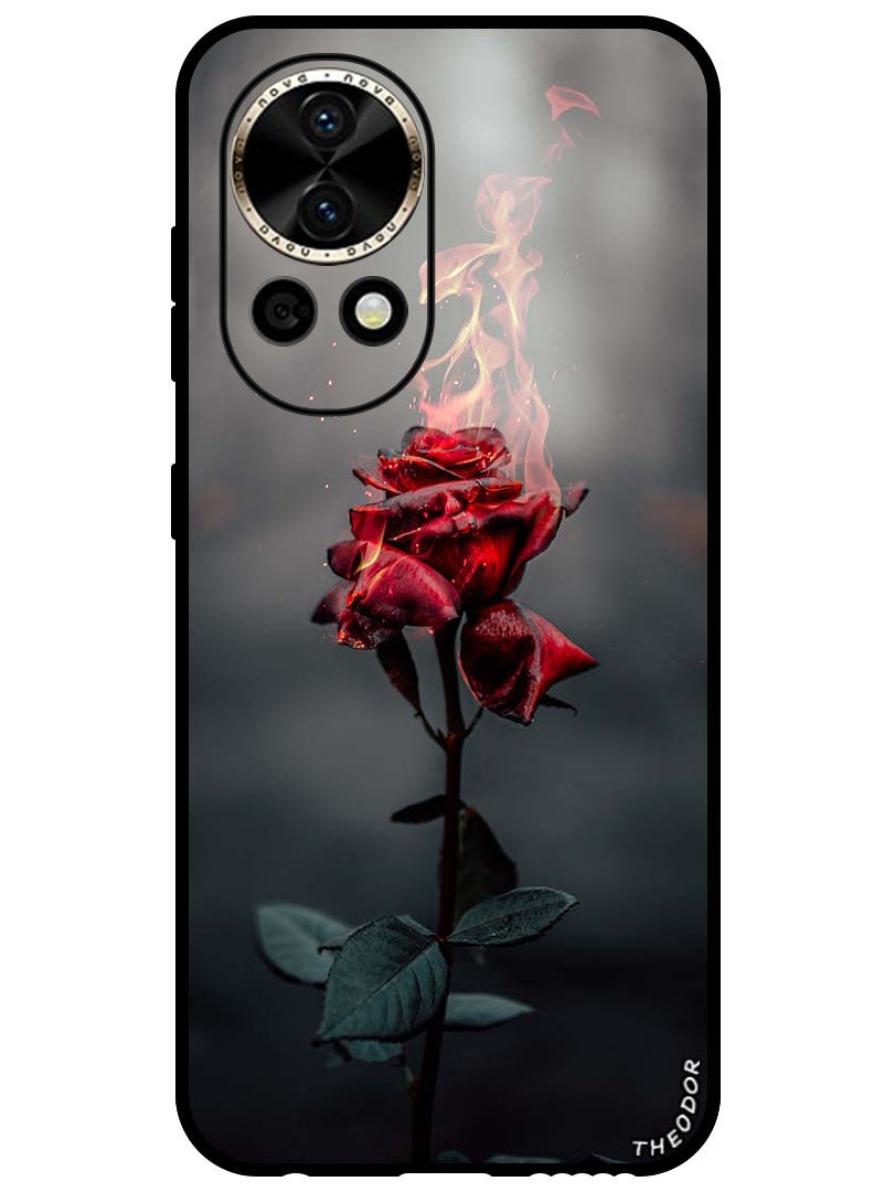 Theodor Protective Case Anti Scratch Shock Proof Bumper Cover For Huawei Nova 12 Burning Red Rose - Image 1