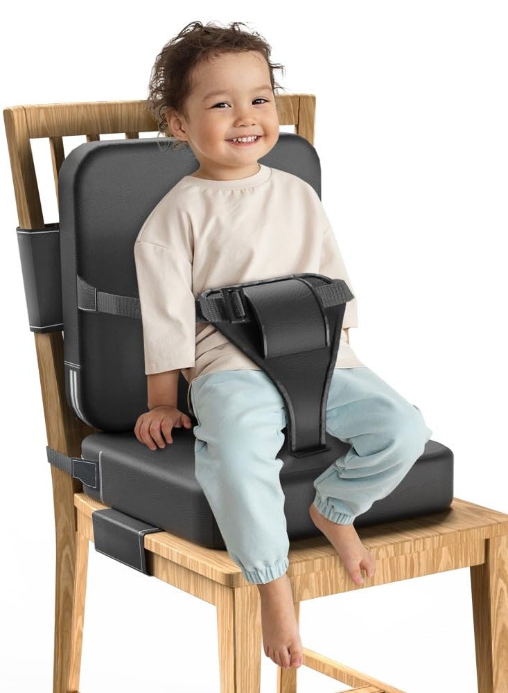 Baby Booster Seat for Feeding & Training, Toddler High Chair Raiser, Waterproof PU Seat with Backrest, Adjustable Straps, 3-Point Harness, Non-Slip Bottom, Foldable Portable Cushion, Ideal for Dining Chairs & Sofas, 39x39cm - Image 1
