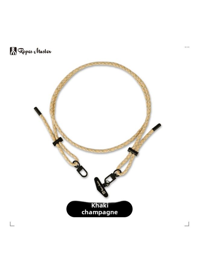Generic Direct Double Hook Adjustable Slung Neck Anti-loss Strap Lanyard Small Bag Phone Case Metal Gasket-Specification:Khaki Champagne  - Image 1
