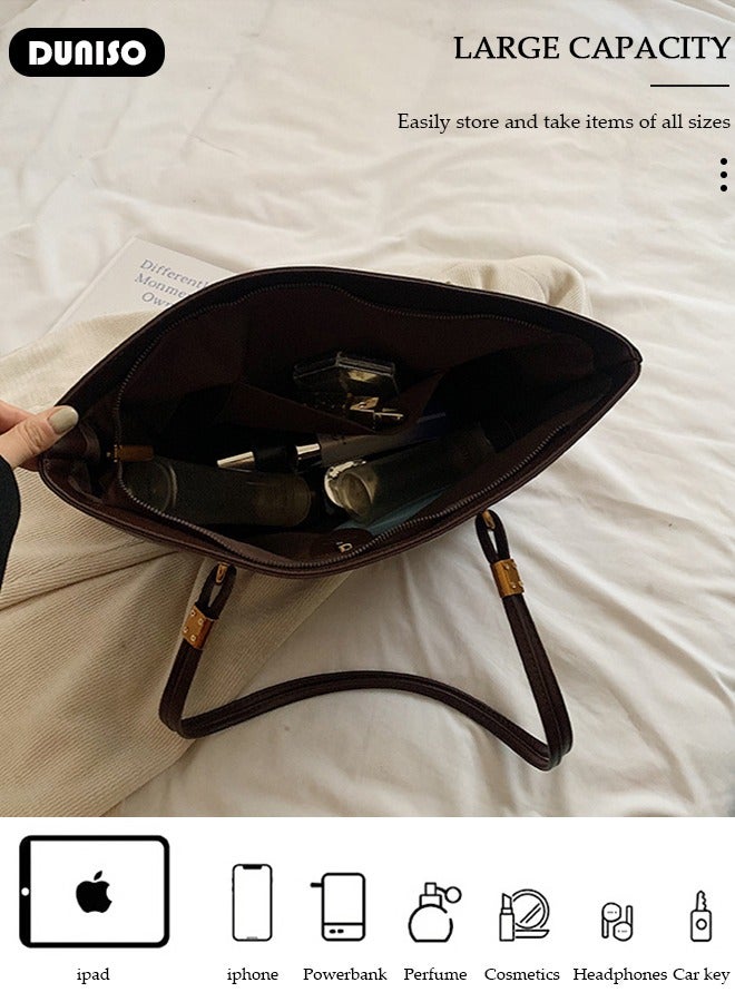 DUNISO Women's Shoulder Tote Bag Faux Leather Handbag for Women Large Capacity Messenger Fashionable Travel Shoulder Bag for Ladies Girls College Students - Image 3