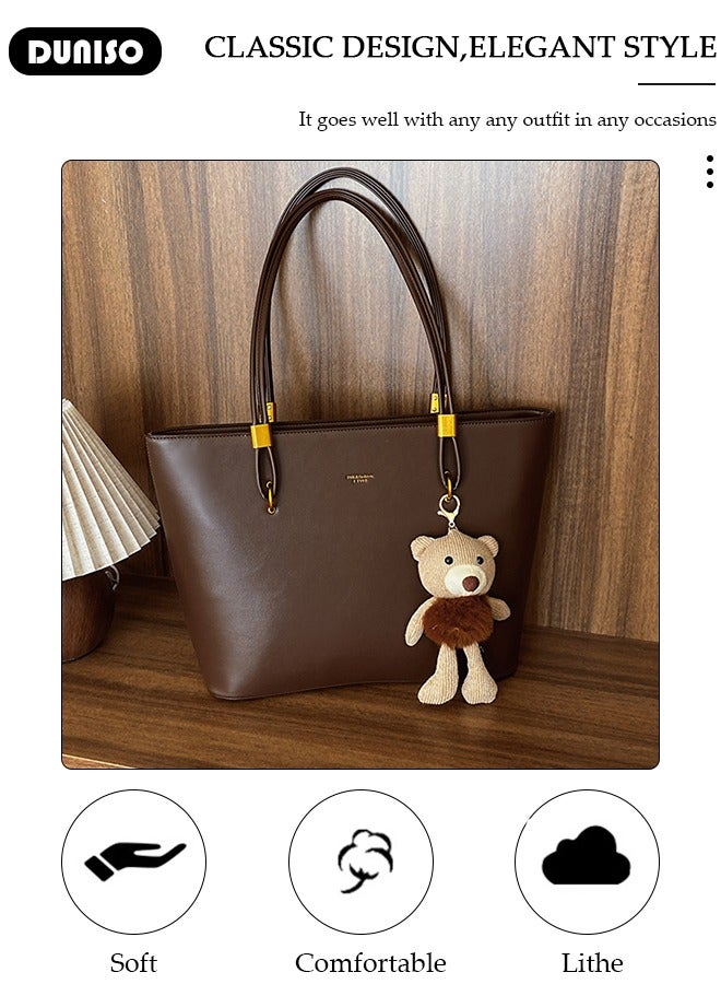 DUNISO Women's Shoulder Tote Bag Faux Leather Handbag for Women Large Capacity Messenger Fashionable Travel Shoulder Bag for Ladies Girls College Students - Image 5