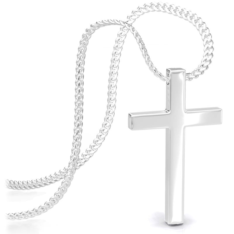 SERASAR Cross Necklace Women Chain Womens Silver Jesus with Pendant Stainless Steel - Image 1