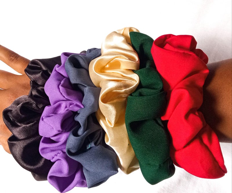 FAMEZA 15 pcs Hair Scrunchies,Velvet,Chiffon,Cotton Elastic Hair Bands,Scrunchy Hair Ties Ropes for Women or Girls Hair Accessories – 5 Vintage Velvet, 5 Solid Colors Chiffon, 5 Soft Flowered Cotton - Image 4