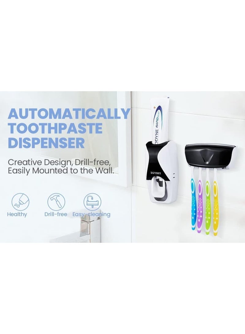 Automatic Toothpaste Dispenser with Toothbrush Holder, 5 Brush Capacity, with Dustproof Lid - Image 3