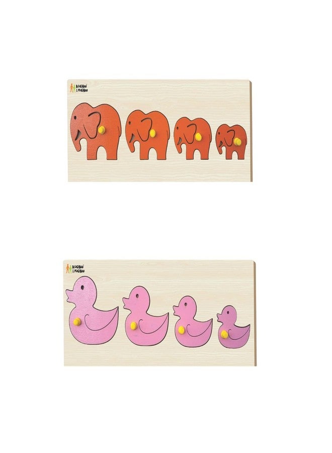 EDUTOTS Wooden Elephant and Duck Seriation Board with Knob Combo for Unisex Kids - Fun Educational Sorting Toy Set | Wooden Educational Toy | Wooden Montessori Toy | BIS Certified Toys | - Image 1