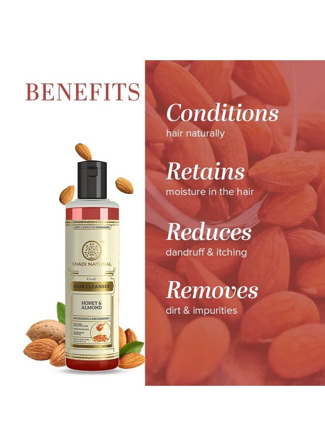 Khadi Natural Honey & Almond Hair Shampoo For Controlling Hair Fall |Natural Shampoo For Healthy & Shiny Hair |Suitable For All Hair Types, 210Ml  - Image 1