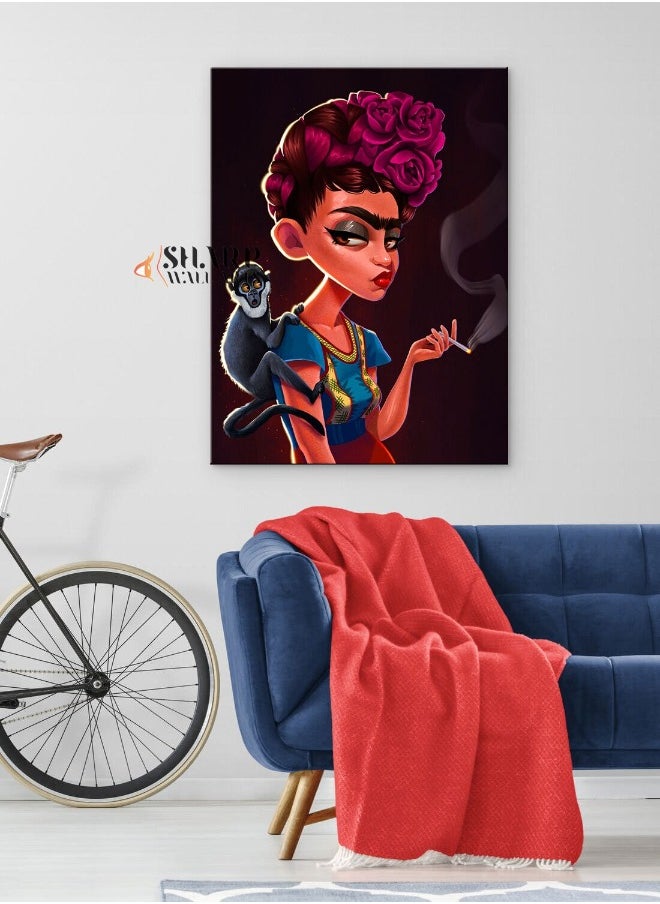 Generic - FRIDA KAHLO ART Frida Kahlo Portrait Cartoon Face, Mexican Art Print, Feminist Art Print, Mexican Folk Art, Frida Khalo Art Frida Pop Art - Image 1