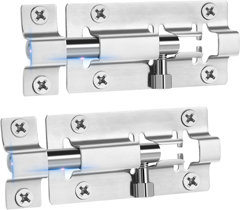 INBOF 2 Pack Slide Lock, 3 Inch Barrel Bolt Latch, Premium Door Latch Lock with 12 Screws, Stainless Steel Slide Locks for Inside Door - Image 1