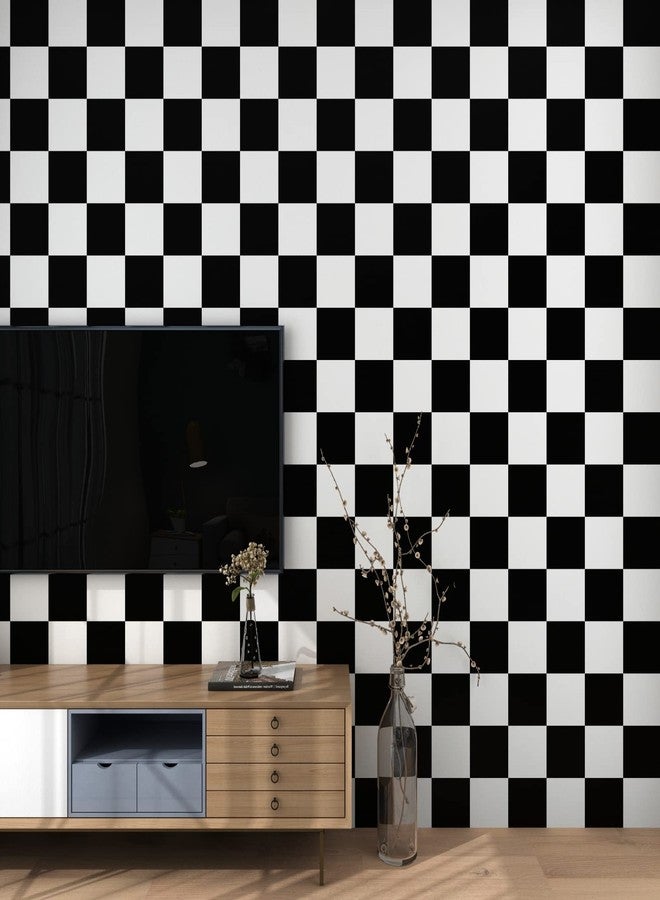 Decotalk 30"x120" Checkered Peel and Stick Wallpaper Black and White Wallpaper for Kitchen Backsplash Checkered Contact Paper for Cabinets Decor Checkerboard Wallpaper Self Adhesive Removable Vinyl - Image 4