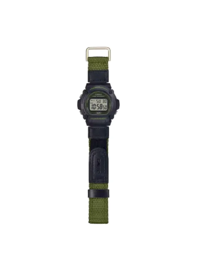 كاسيو Men's Digital Display Watch With Green Cloth Strap - W-219HB-3AVDF
