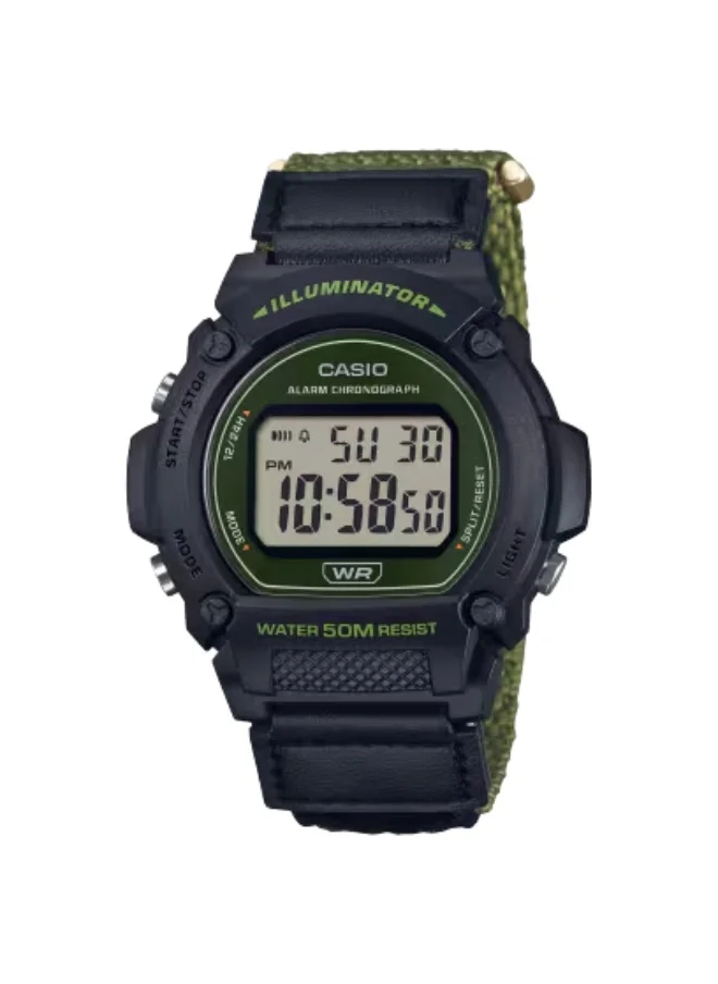 كاسيو Men's Cloth Digital Watch W-219HB-3AVDF - 47.1 mm