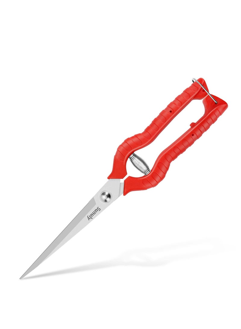 9.5 Inch Extended Straight Stainless Steel Blade Pruning Shears for Tight Spaces - Micro-Tip Snips with Extra Long Nose Garden Scissors - Image 1