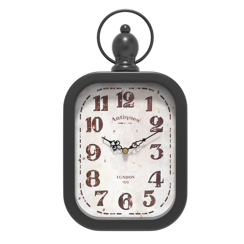 Menterry Small Retro Rectangle Wall Clock Black Antique Vintage Style Decor Wall Clocks for FarmhouseBedroomKitchenBathroom 11 H x 61 W