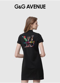G&G AVENUE Women's Office Business Women's Dress Short sleeved Dress Women's Design Street Dress Maldives Printed Pattern Women's Mini Dress Loose Casual Classic Sports Front Button  - Image 1