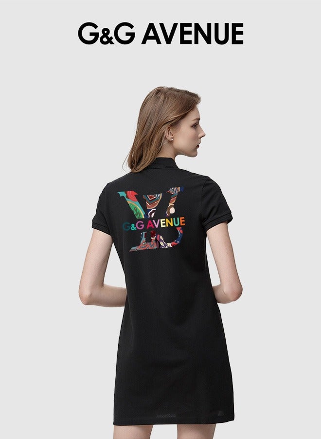 G&G AVENUE Women's Office Business Women's Dress Short sleeved Dress Women's Design Street Dress Maldives Printed Pattern Women's Mini Dress Loose Casual Classic Sports Front Button  - Image 1