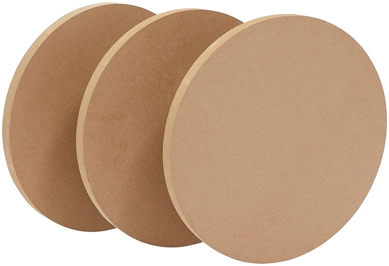 Whittlewud Whittlewud Pack of 3 Round Circle Pine MDF Wood Sheet 25 mm Thick 20 x 20 Inch Board for Art and Craft Unfinished Round Wood Slices for Resin Art Mandala ArtPyrography Painting