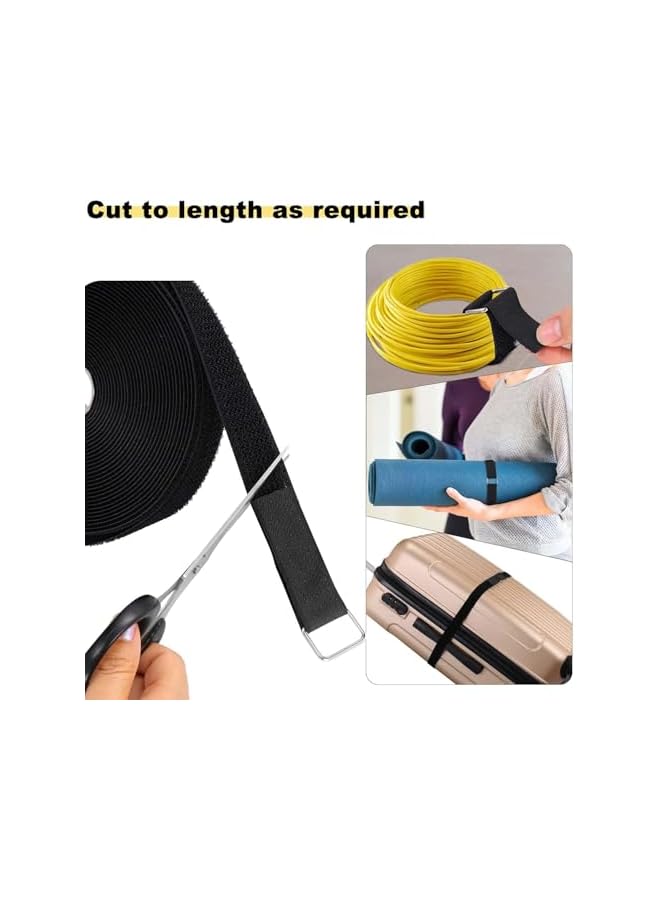 Green Tiger 2.5CM*500CM Adjustable Fastening Cable Straps with 25 Metallic Buckles Cut-to-Length Fastening Cord Management Organizer Wire Wrap Loop Strap Nylon Cable Ties for Organizer Storage (2.5CM*500CM) - Image 3